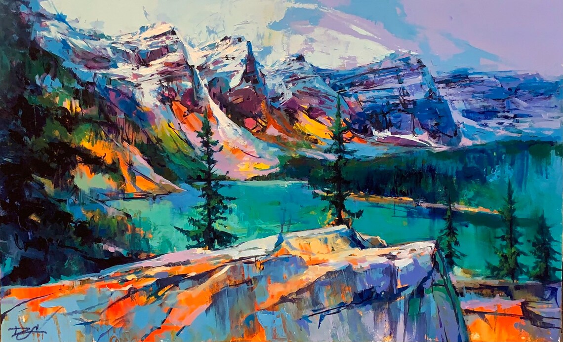 Lake Moraine Travel Poster, Banff Alpine Landscape