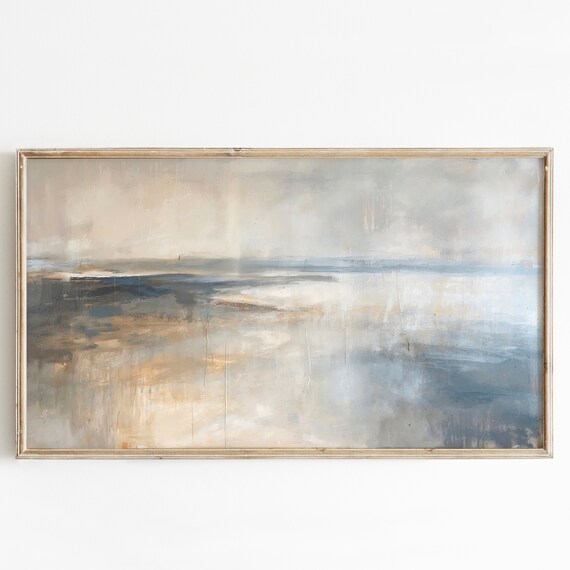 Abstract Autumn Beach Scene in Neutral Coastal Tones Art Poster