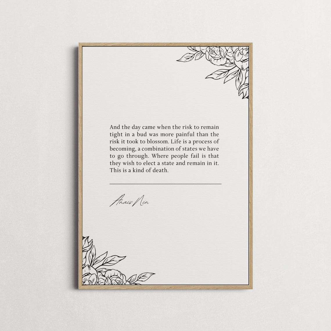 Anais Nin Risk To Remain Tight In A Bud Quote Poster Blossom Growth - Image 3