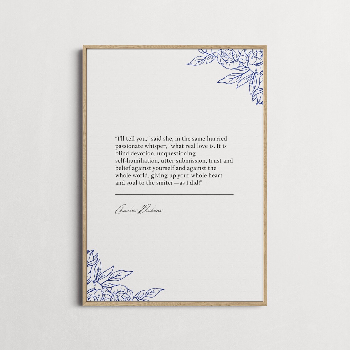 Charles Dickens What Real Love Is Minimalist Black White Quote Poster - Image 4
