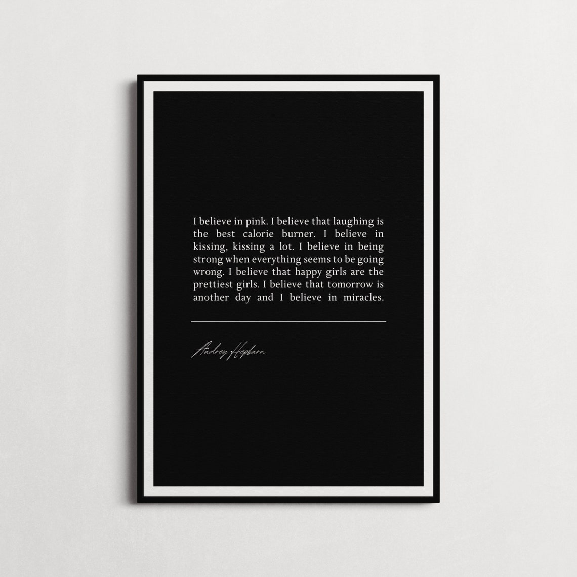 Audrey Hepburn I Believe In Pink Book Quote Print Wall Dcor Mothers Day Gift - Image 4