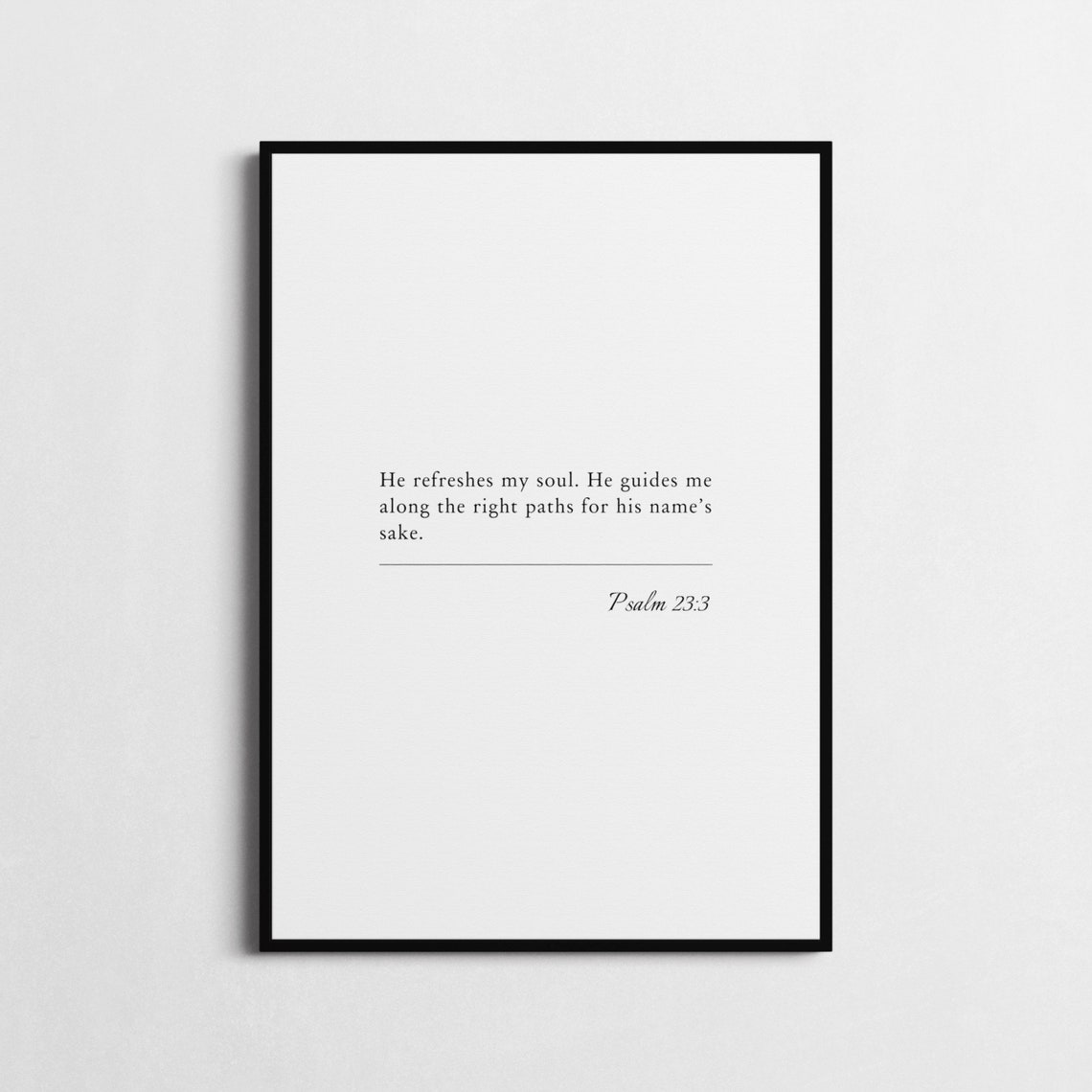 Psalm 233 Bible Verse Poster Bible Verse Framed Print Christian Wall Art He Refreshes My Soul Religious Gift - Image 2