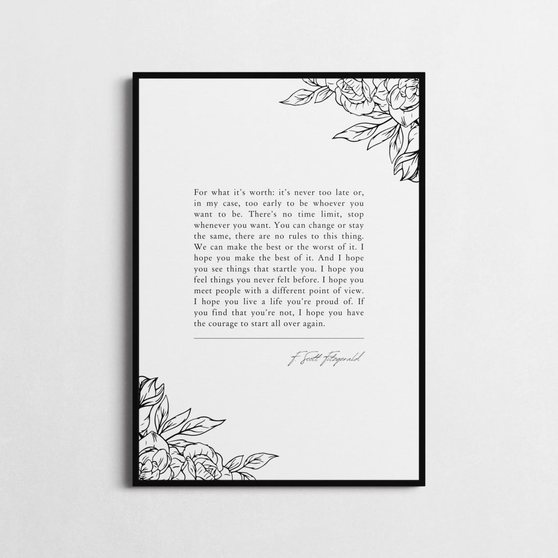 F. Scott Fitzgerald For What Its Worth Minimalist Quote Poster - Image 2