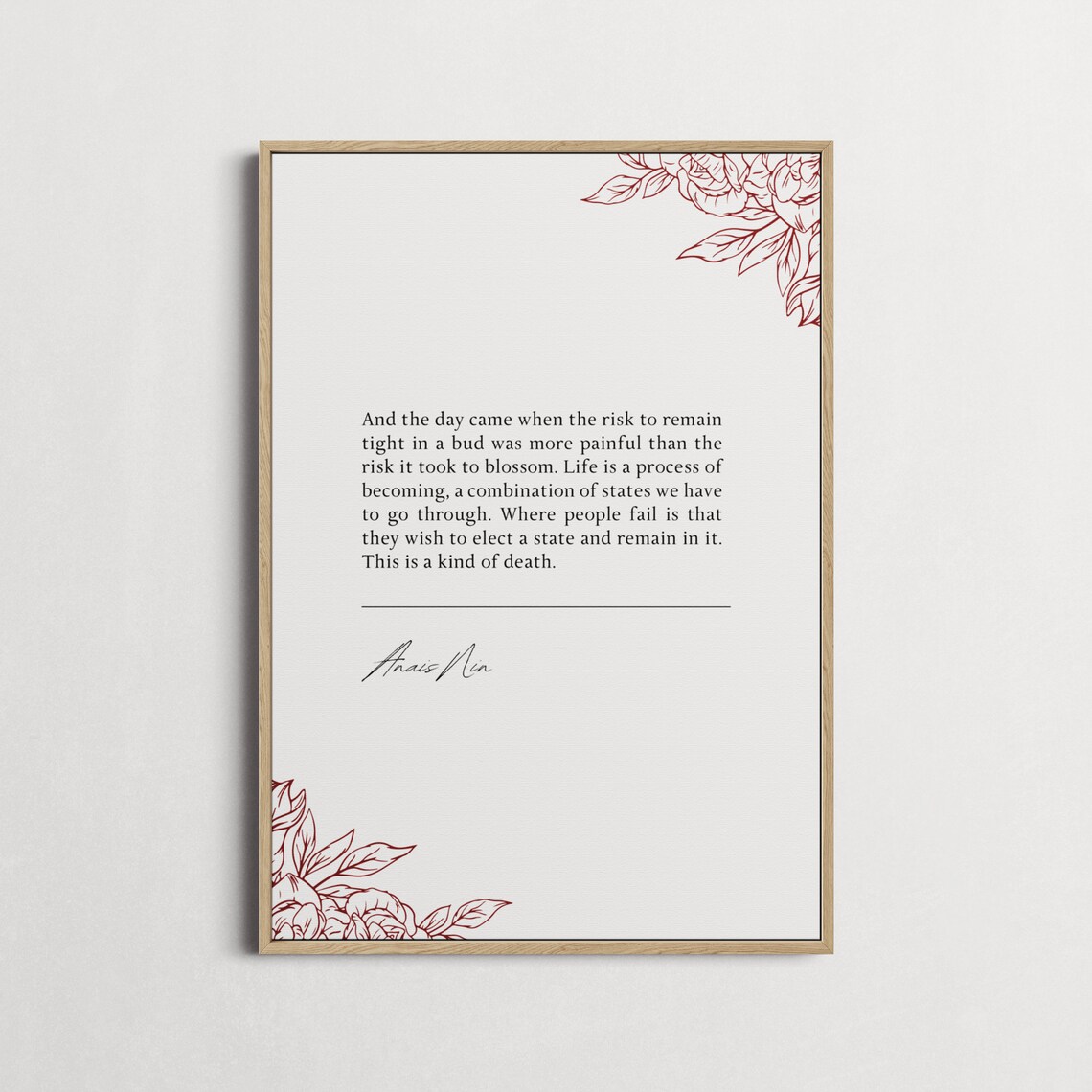 Anais Nin Risk To Remain Tight In A Bud Quote Poster Blossom Growth - Image 4