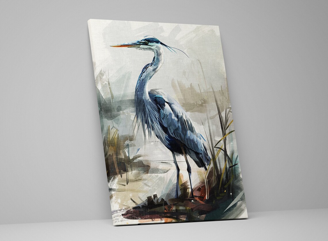Blue Heron Lake Minimal Design Wall Art Print - Image 5