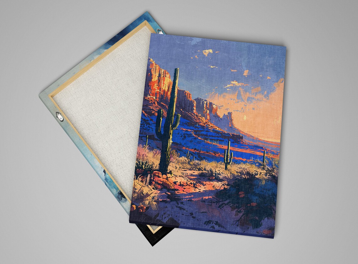 Desert Glow Saguaro Sunset Wall Art Print Giclee Print On Gallery Wrapped Artist Ready To Hang Available In Extra Large Sizes - Image 4