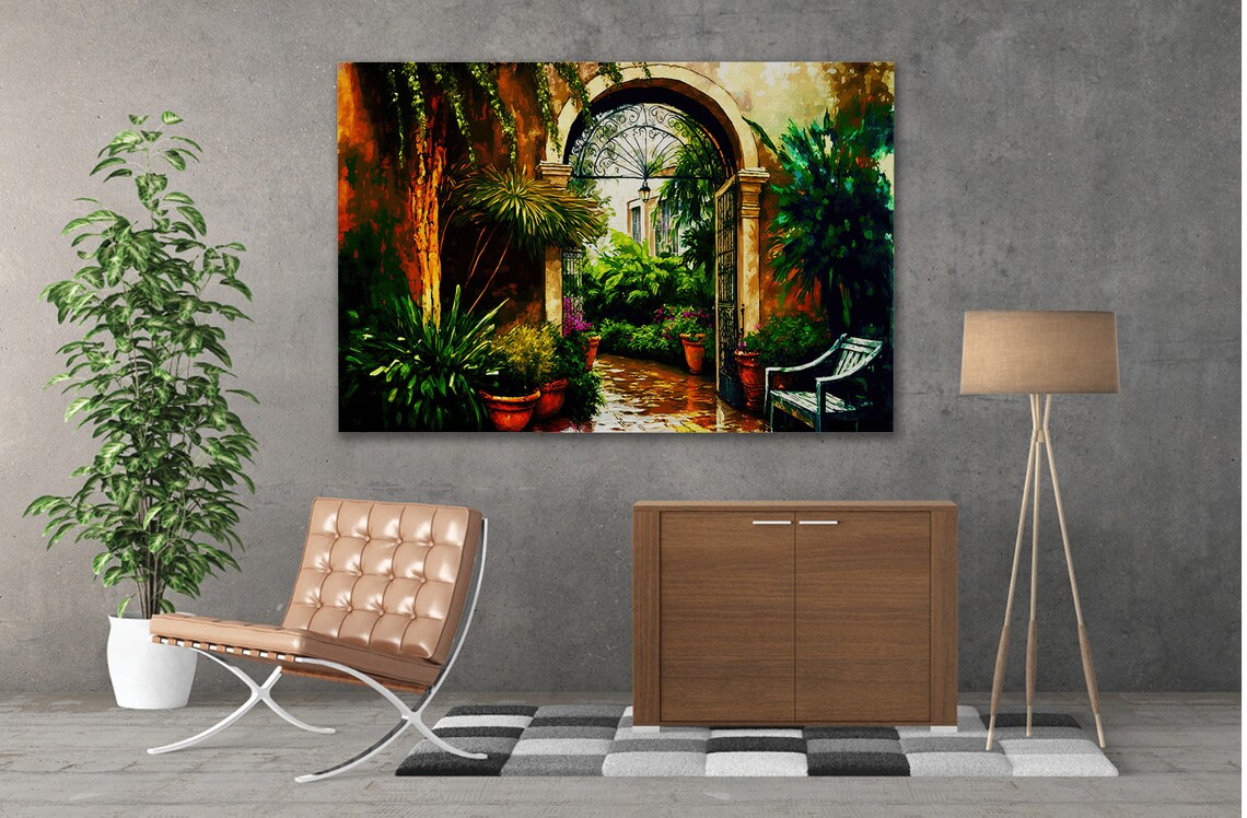 New Orleans Courtyard Cityscape, French Quarter Art Print - Image 3