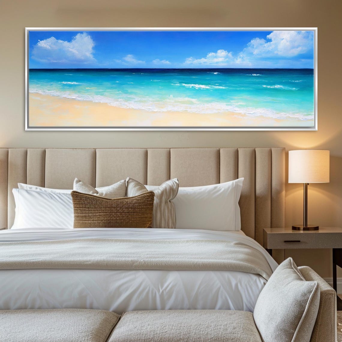 Tropical Beach Turquoise Water White Sand Blue Sky Panoramic Wall Art - Image 5