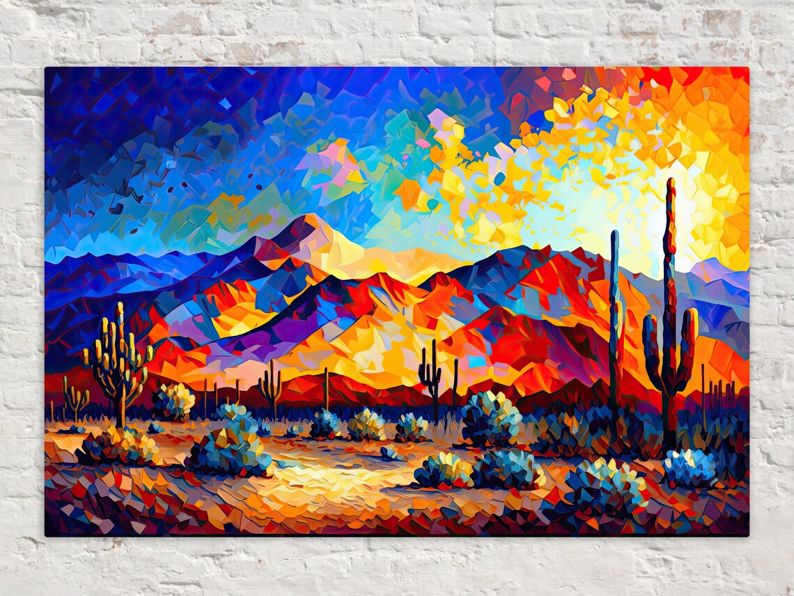 Neon Desert Southwest Landscape, Modern Art Print