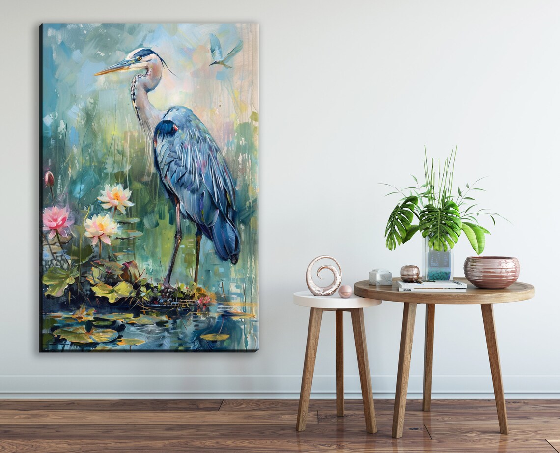 Blue Heron Wetland Sanctuary, Marsh Flowers Art Print - Image 2