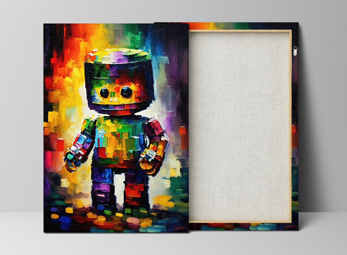 Colorful Rainbow Robot Toy Cheerful Kids Room Playful Art Poster - Image 2