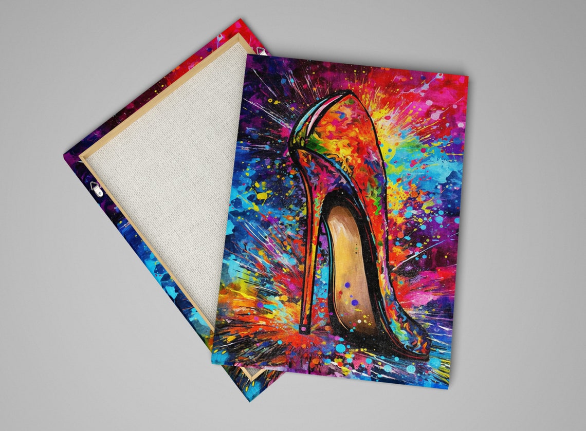 Rainbow Stiletto High Heel Shoe Pop Art Splash Colorful Poster - Image 3