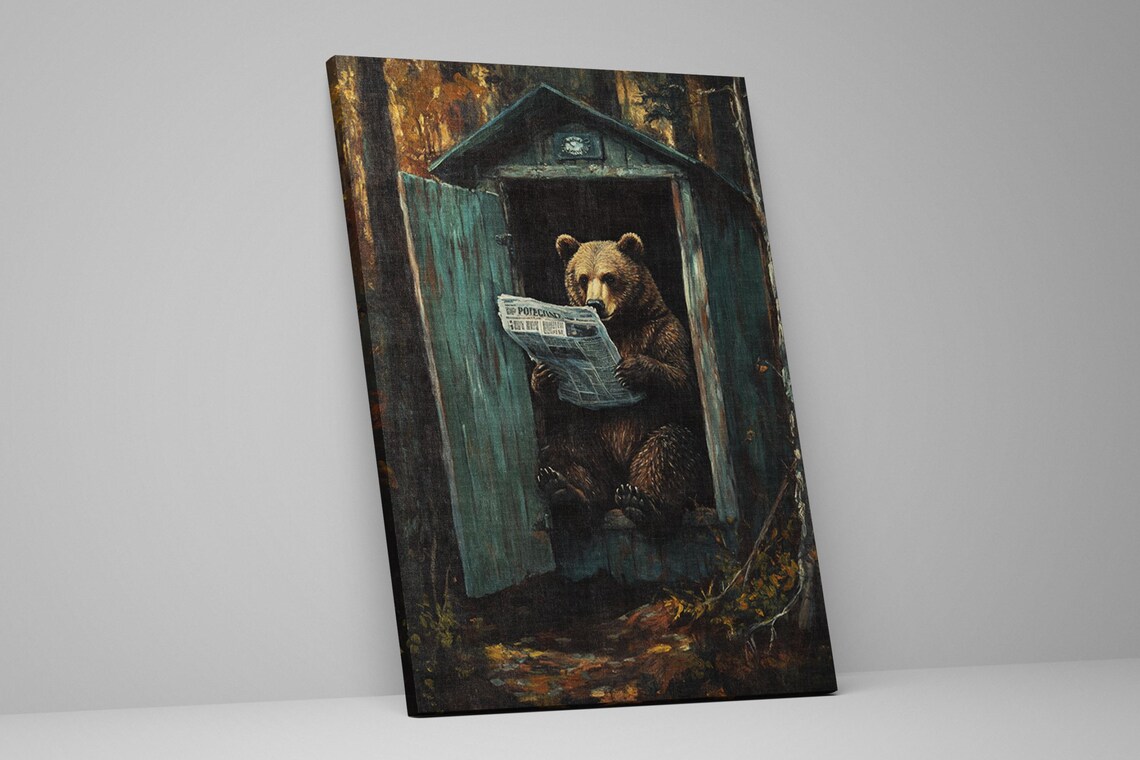 Whimsical Bear Bathroom Humor Art Print For Home - Image 2