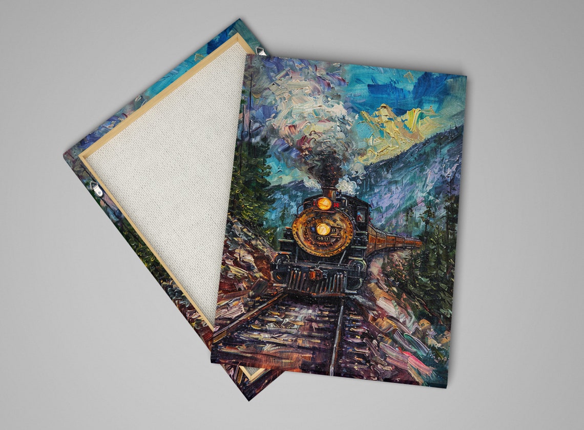 Impressionist Steam Locomotive 0511 Mountain Journey Art Poster - Image 4