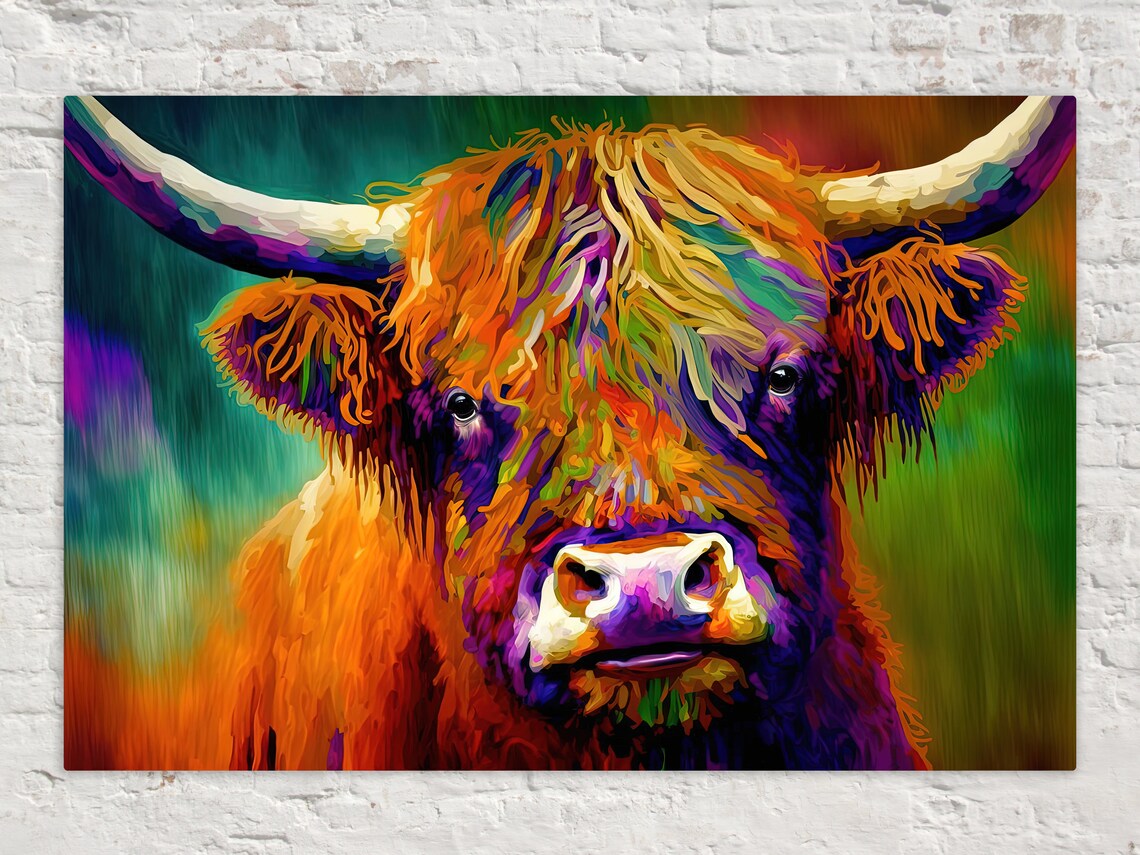 Highland Cow Colorful Farmhouse Wall Art Print