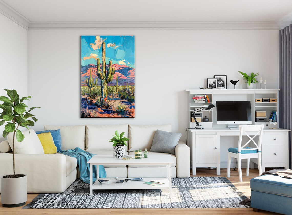 Saguaro Cactus Wall Painting, Giclee Art Print - Image 2