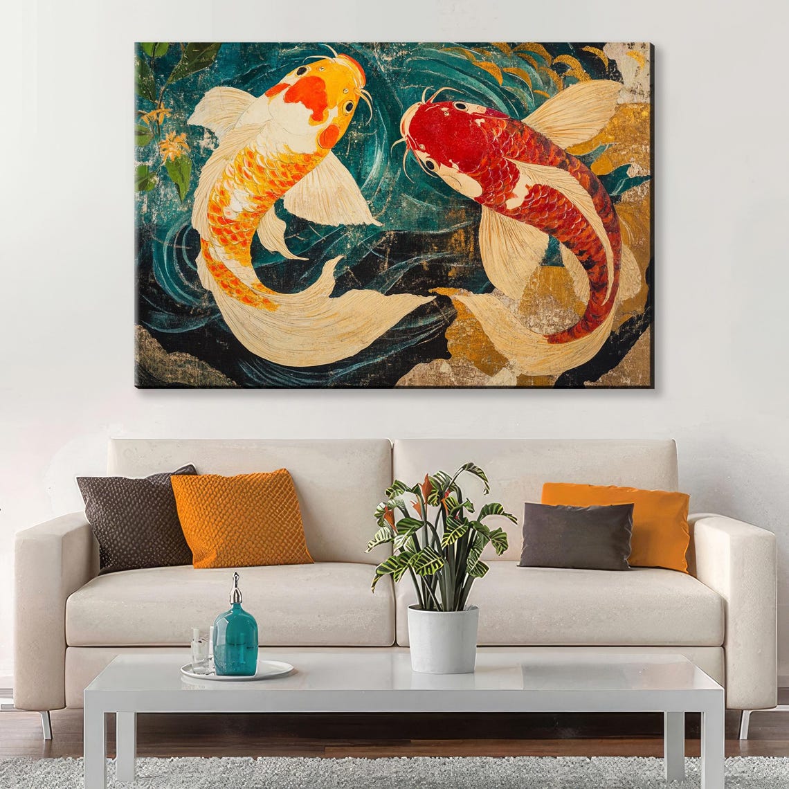 Yin Yang Koi Fish Pair Traditional Japanese Watercolor Art Poster - Image 5
