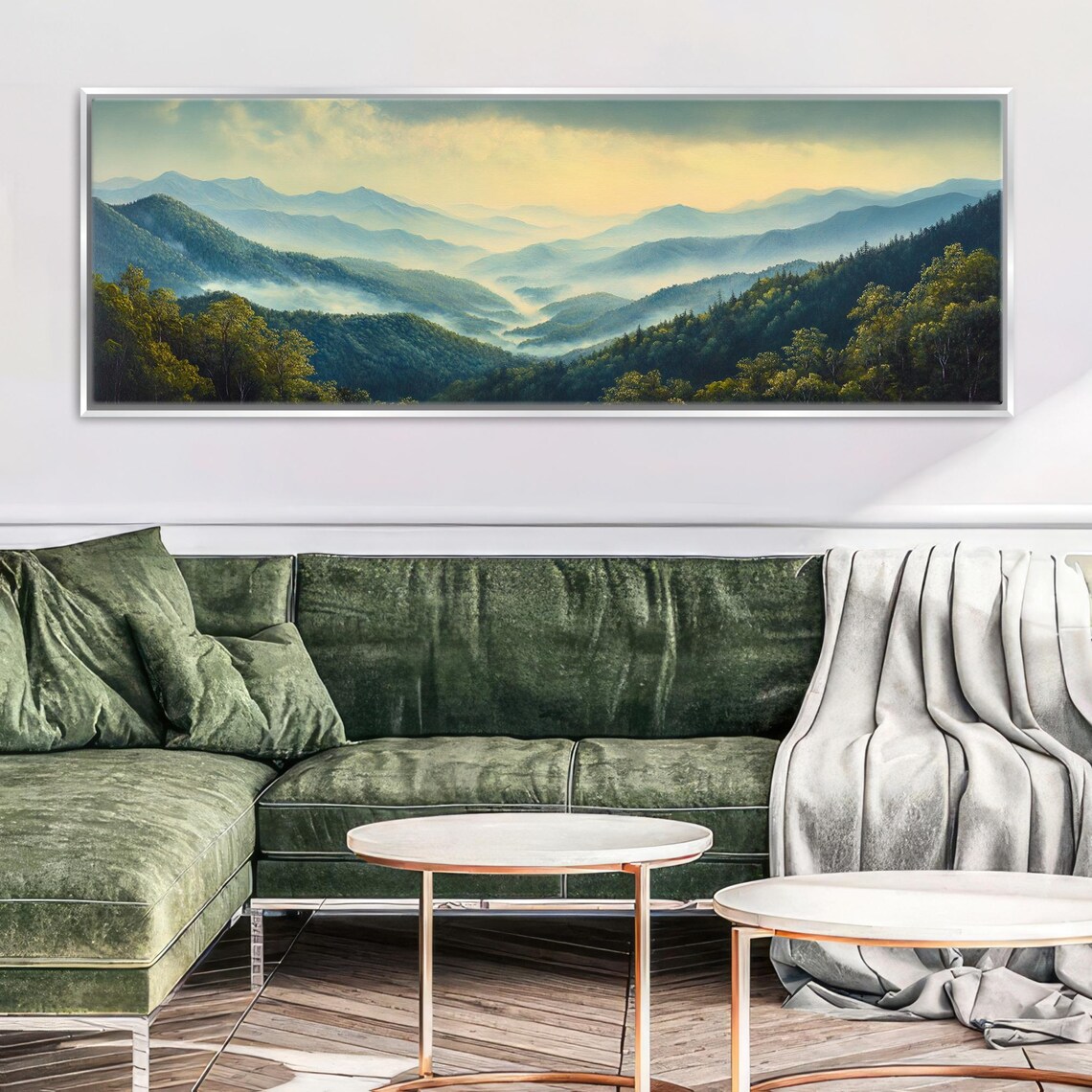 Panoramic Smoky Mountains Wall Art Framed Or Unframed Long Horizontal Gallery Wrapped Gicle Ready To Hang Extra Large Wall Art - Image 3