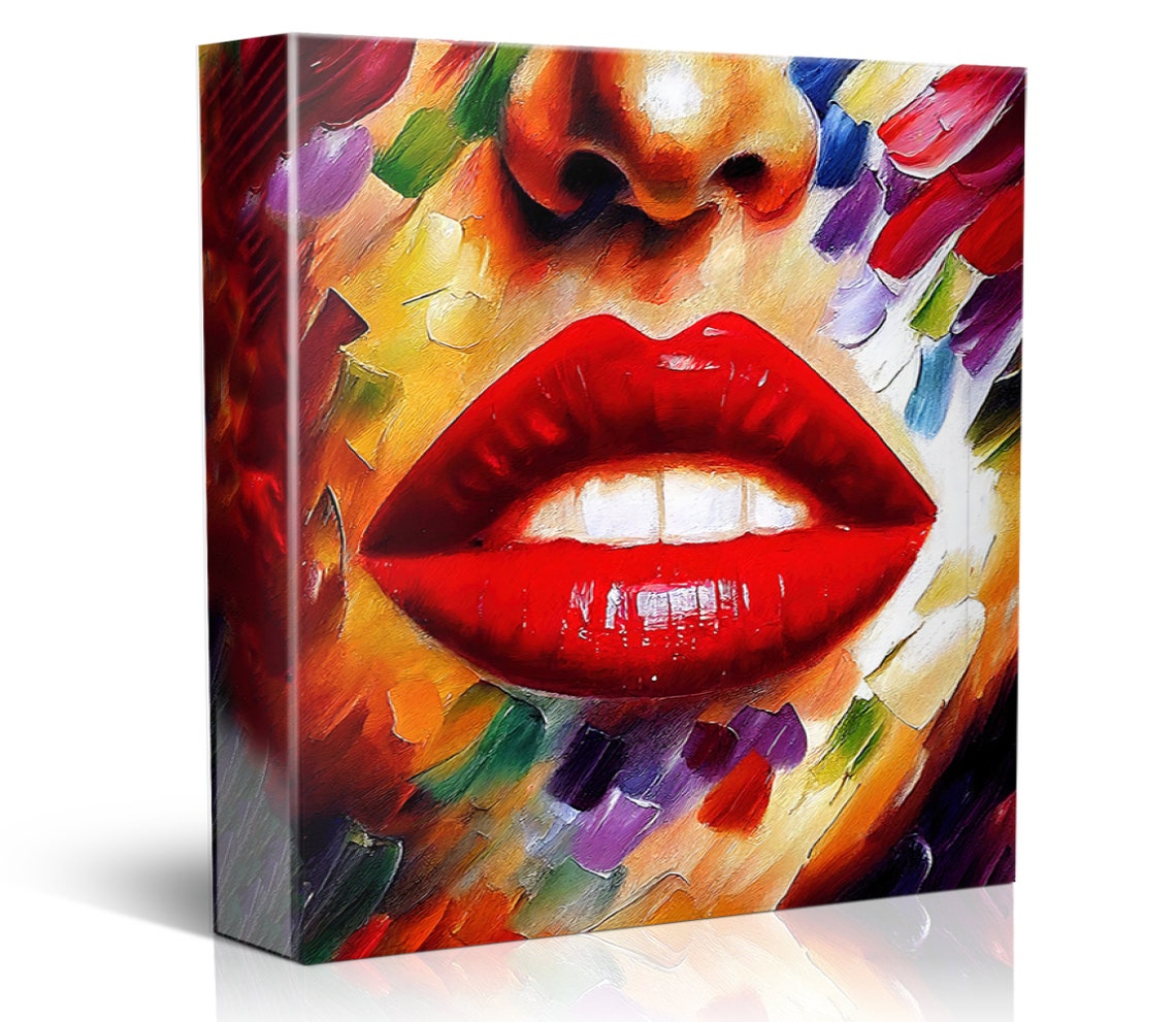 Red Lips Glamorous Glossy Close Up Bold Color Modern Beauty Poster - Image 4