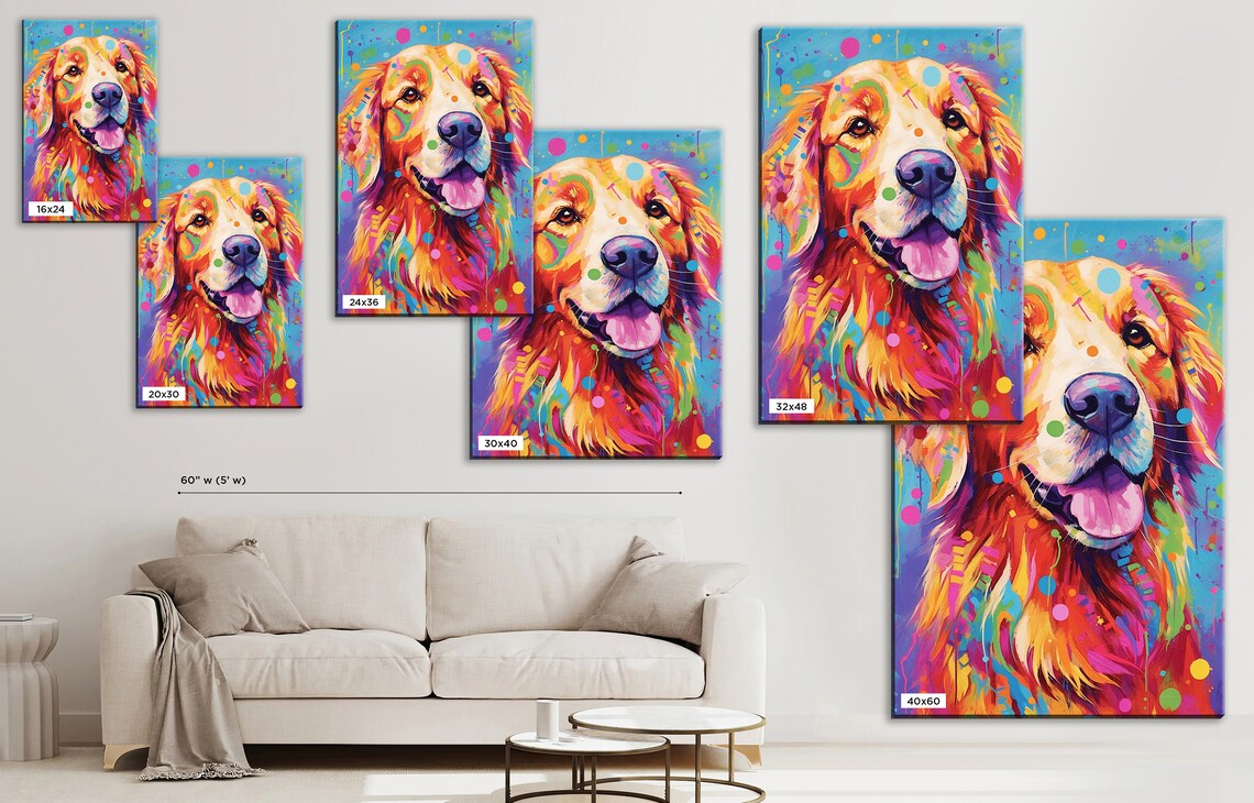 Golden Retriever Pop Art Dog Portrait, Art Print - Image 5