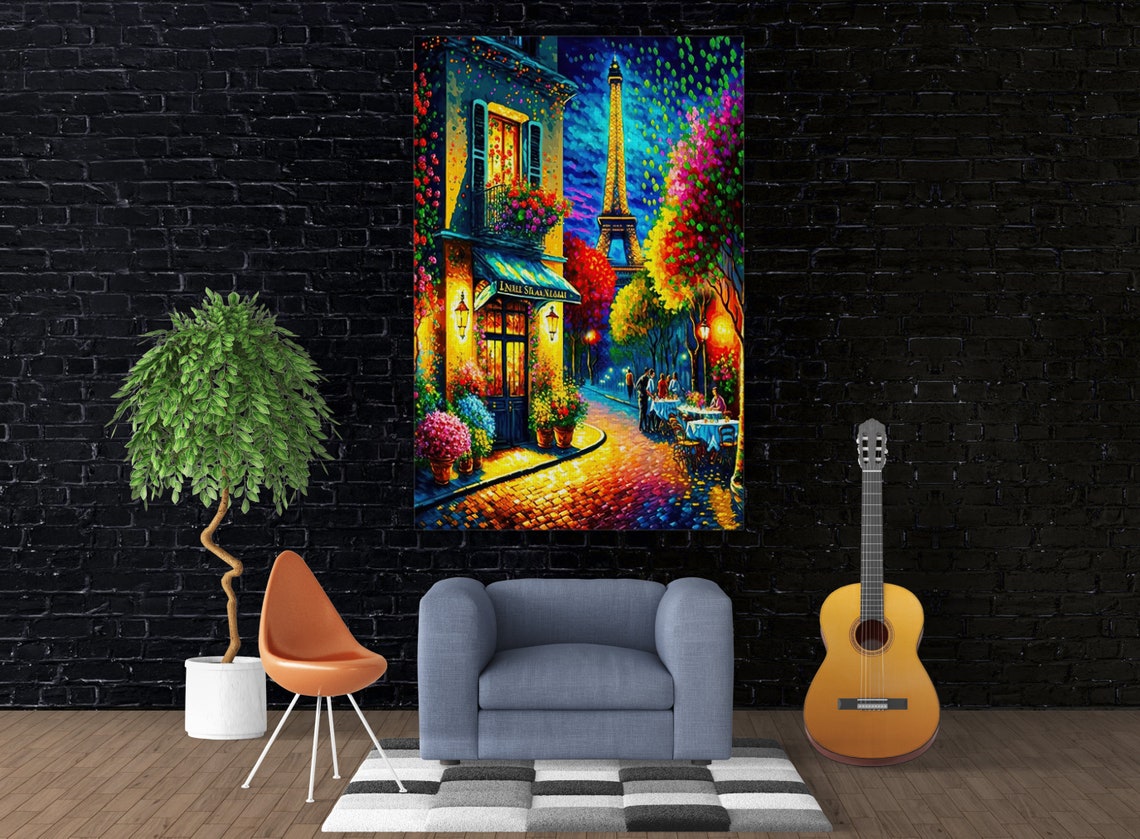 Paris Bright And Colorful Eiffel Tower Paris Painting Giclee Print French Design Wall Art - Image 2