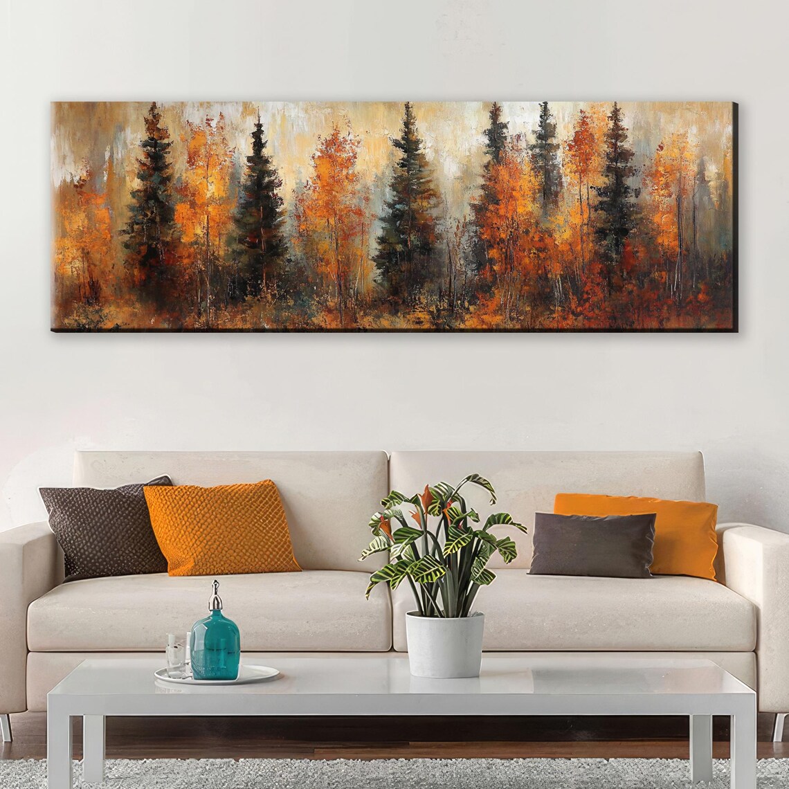 Autumn Pine Trees Panoramic Art Print, Scenic Landscape - Image 3