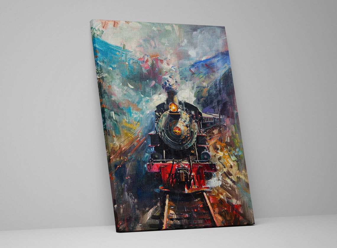 Abstract Steam Locomotive Head On Expressive Brushstroke Art Poster - Image 5