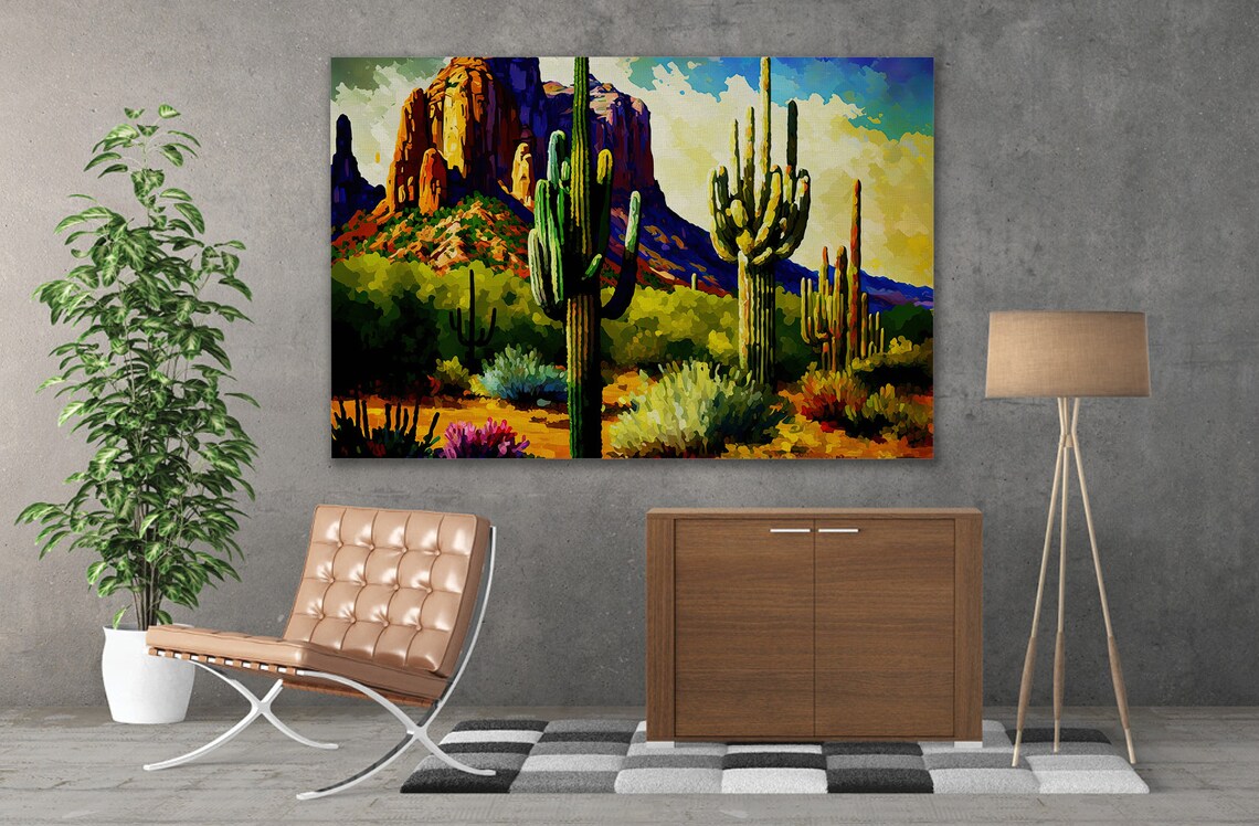 Desert Cactus Southwestern Landscape Art Print - Image 3