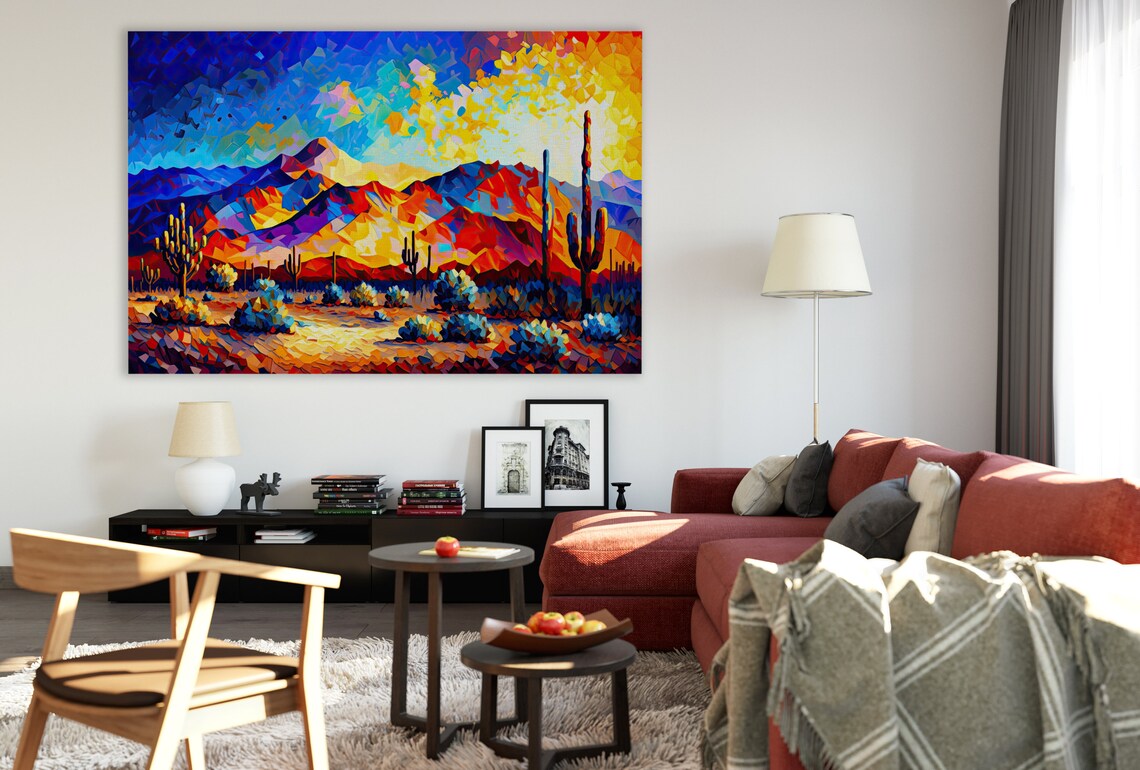 Neon Desert Southwest Landscape, Modern Art Print - Image 2