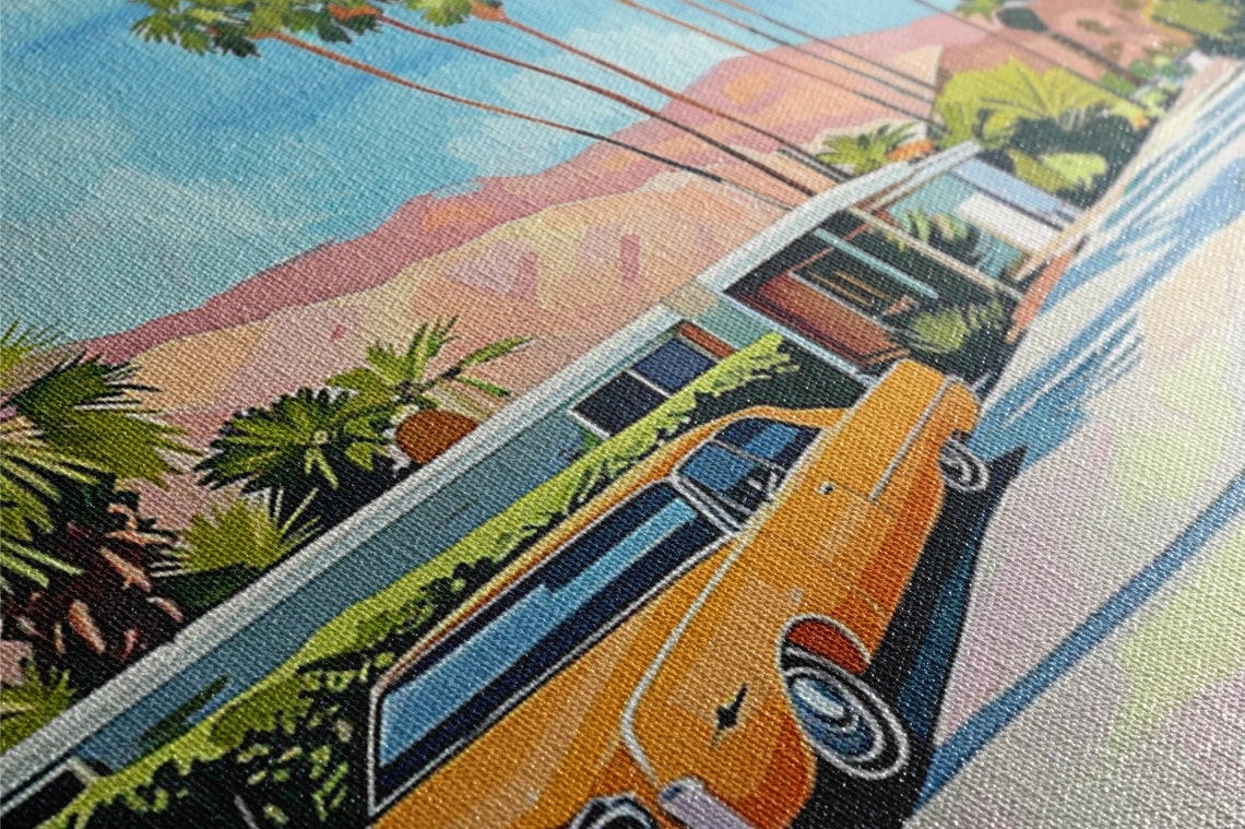 Palm Springs Vintage Orange Car Mid Century House Mountain View Poster - Image 3