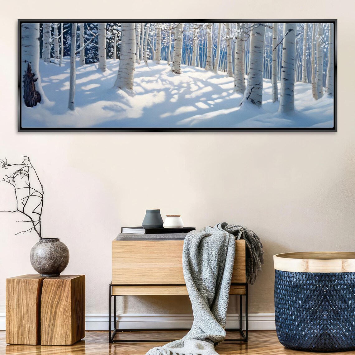 Snowy Aspen Tree Forest Winter Wall Art Print - Image 3
