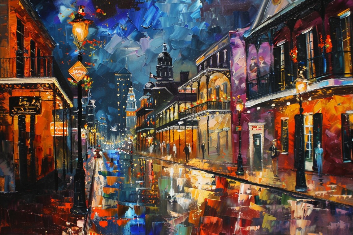 New Orleans Nightscape, Bourbon Street Travel Poster - Image 5