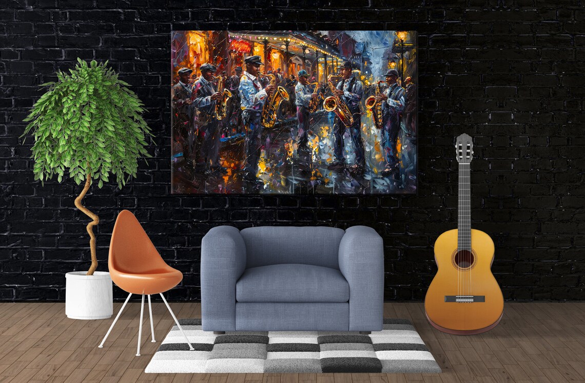 New Orleans Nights Bourbon Street Jazz Band Art Print - Image 2