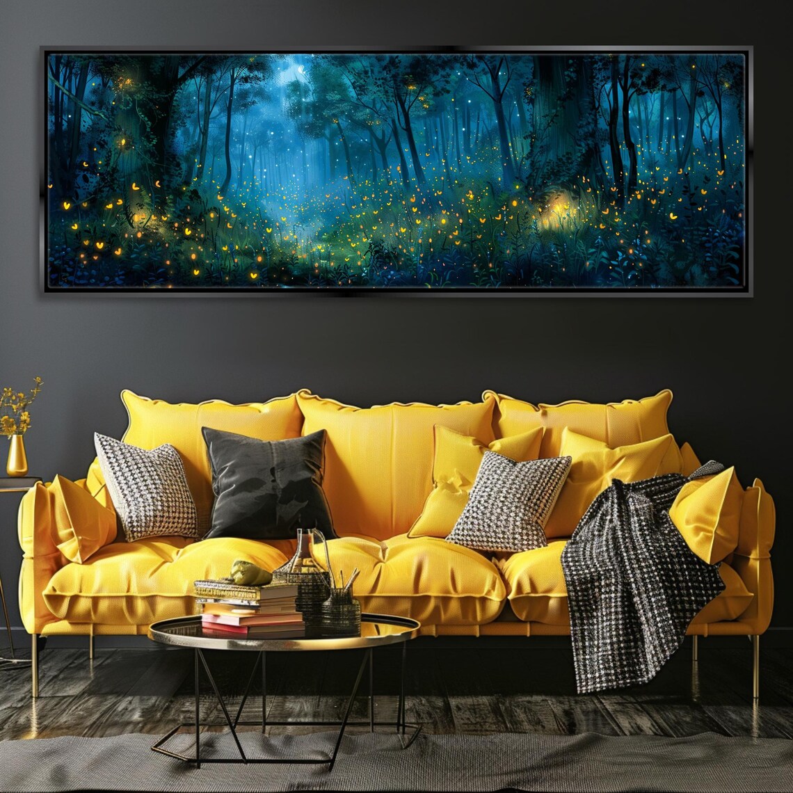 Firefly Forest Panoramic Nature Landscape Art Print - Image 3