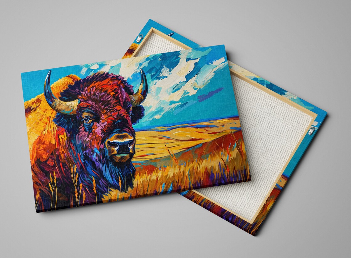 Bison on the Prairie Wildlife Buffalo Art Print - Image 4