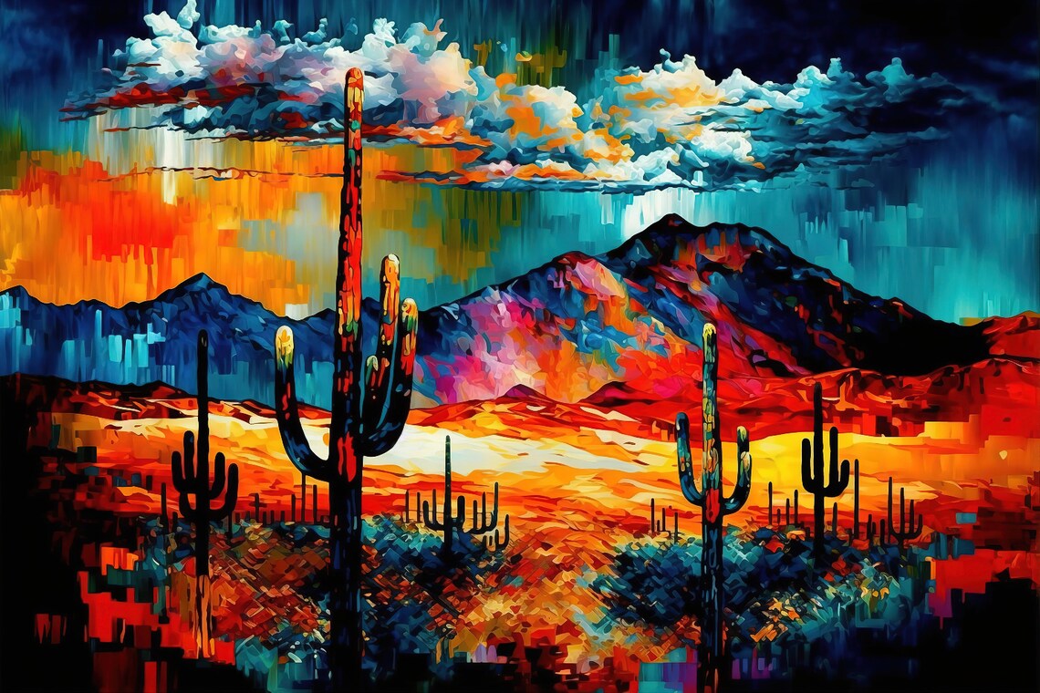 Colorful Desert Scene, Southwest Landscape Art Print - Image 5