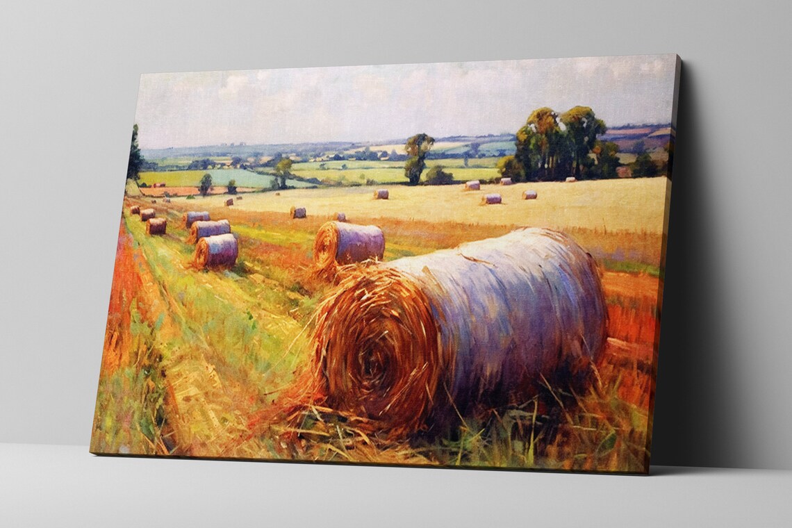 Rural Charm Hay Bales Art Print, Rustic Landscape - Image 5