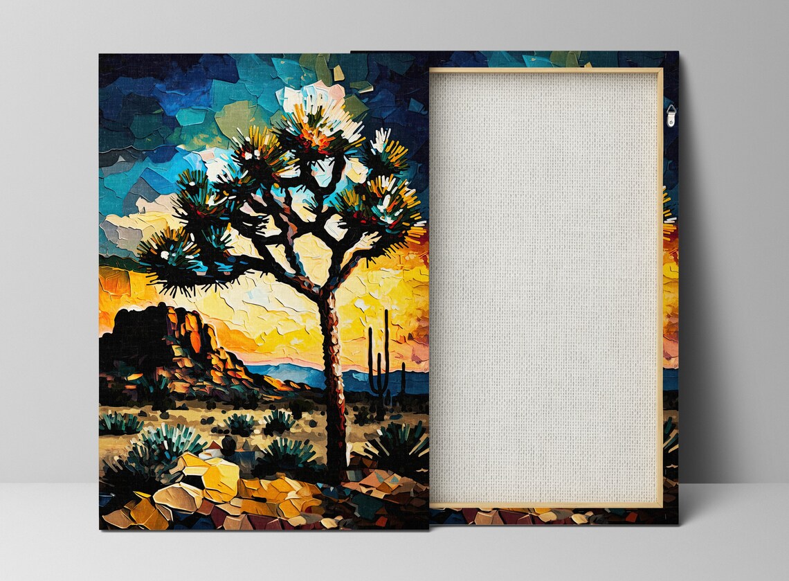 Joshua Tree Wall Art Desert Landscape Painting Southwestern Scenery Giclee Art Print - Image 2
