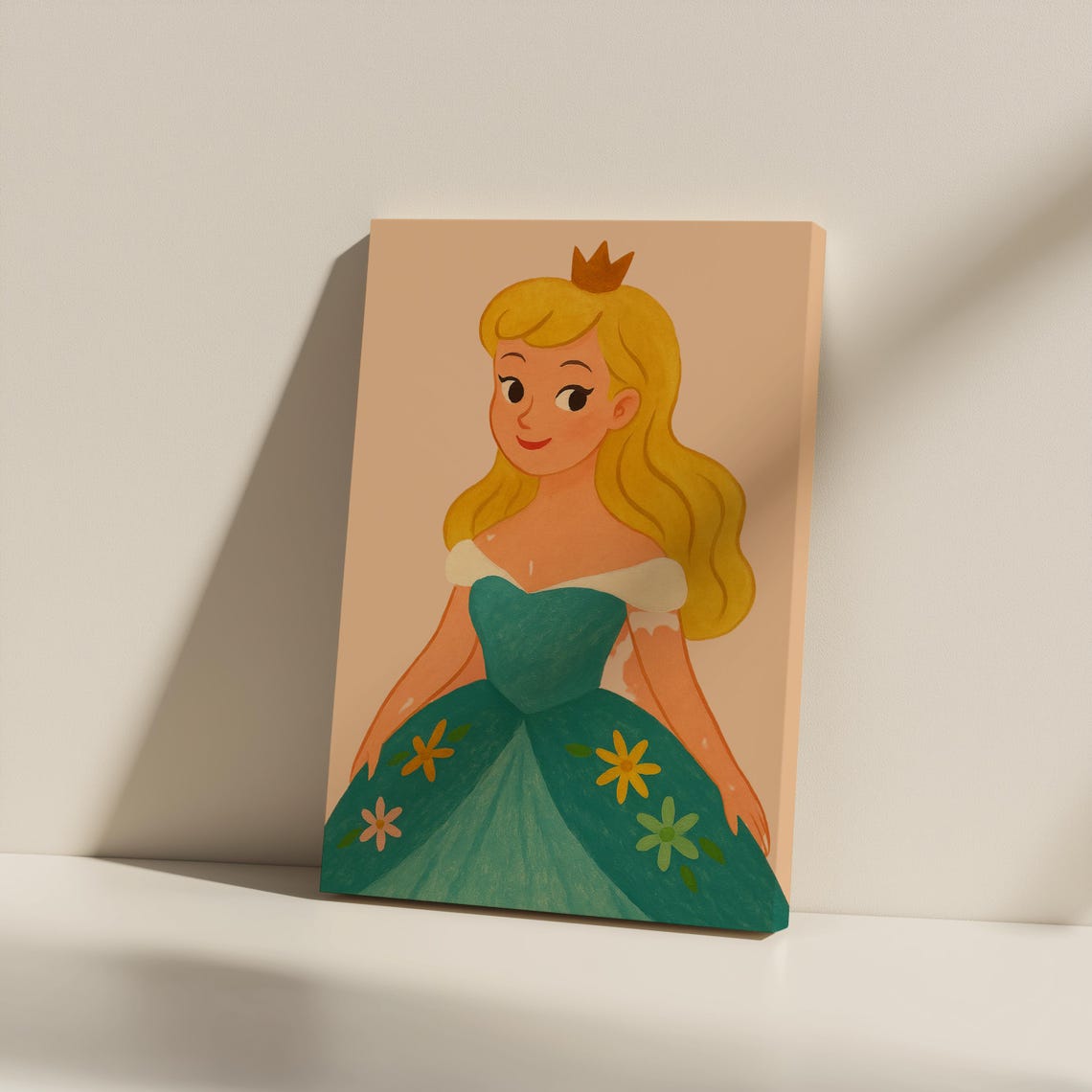 Blonde Princess Canvas Art Whimsical Nursery Decor Unframed