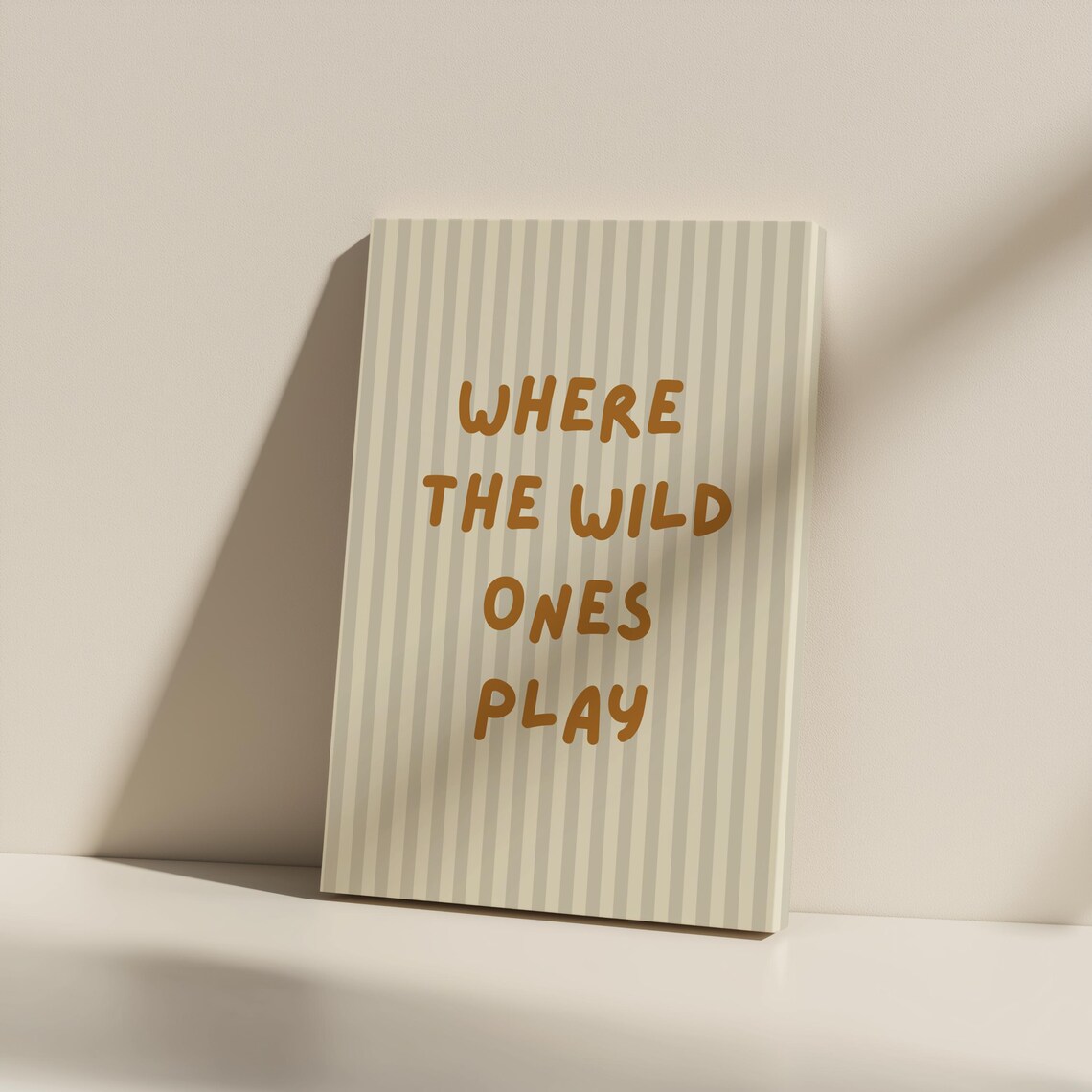 Where The Wild Ones Play Poster Striped Beige Nursery Kids Decor