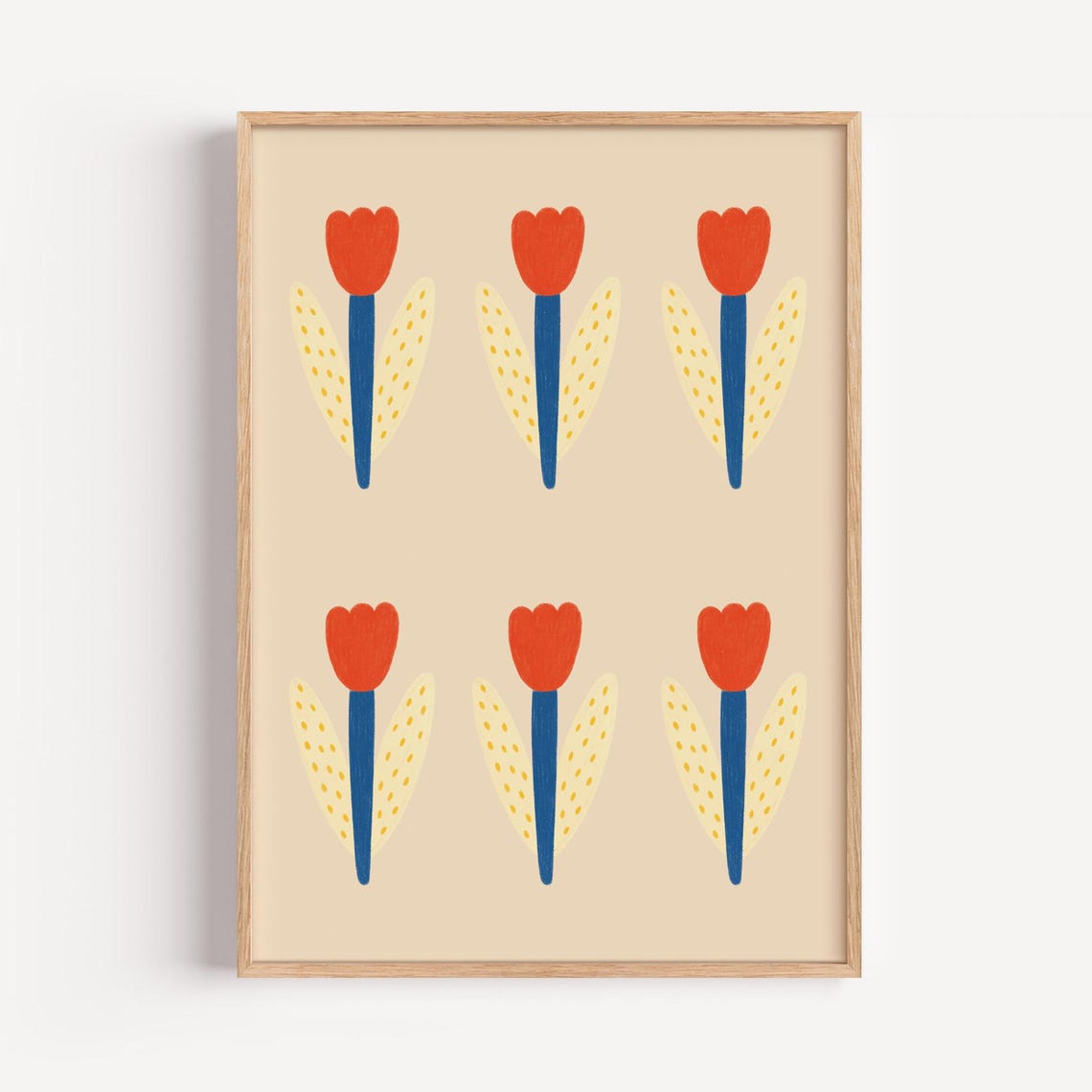 Folk Tulip Flowers Modern Scandinavian Spring Floral Style Poster