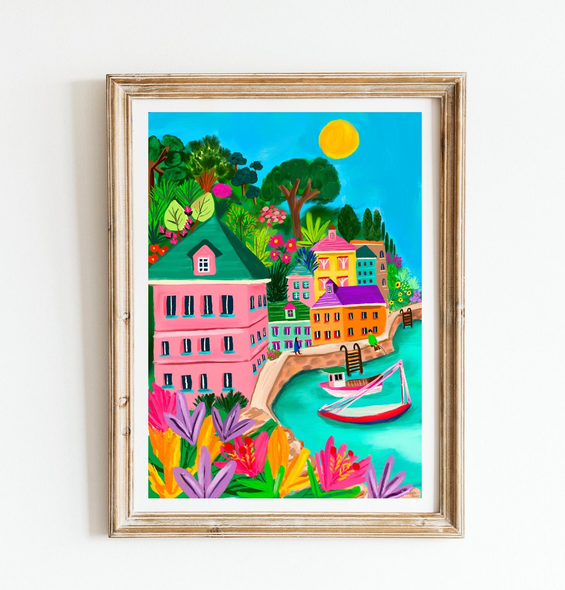 Colorful Fishing Village Harbor Boats Coastal Town Art Print - Image 4