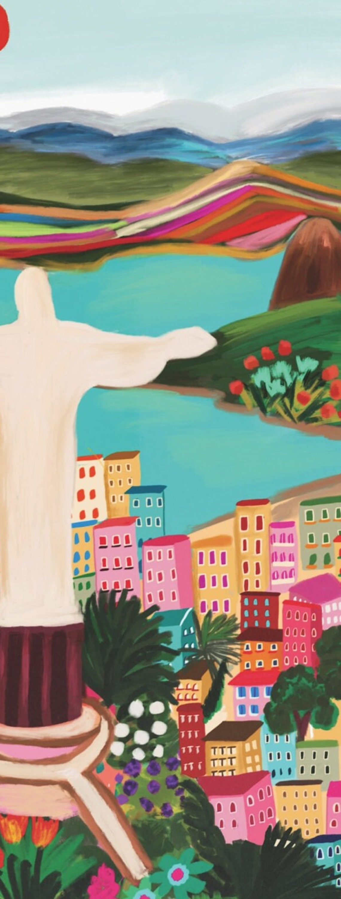 Christ The Redeemer Rio Brazil Colorful Travel Postcard Art Print - Image 4