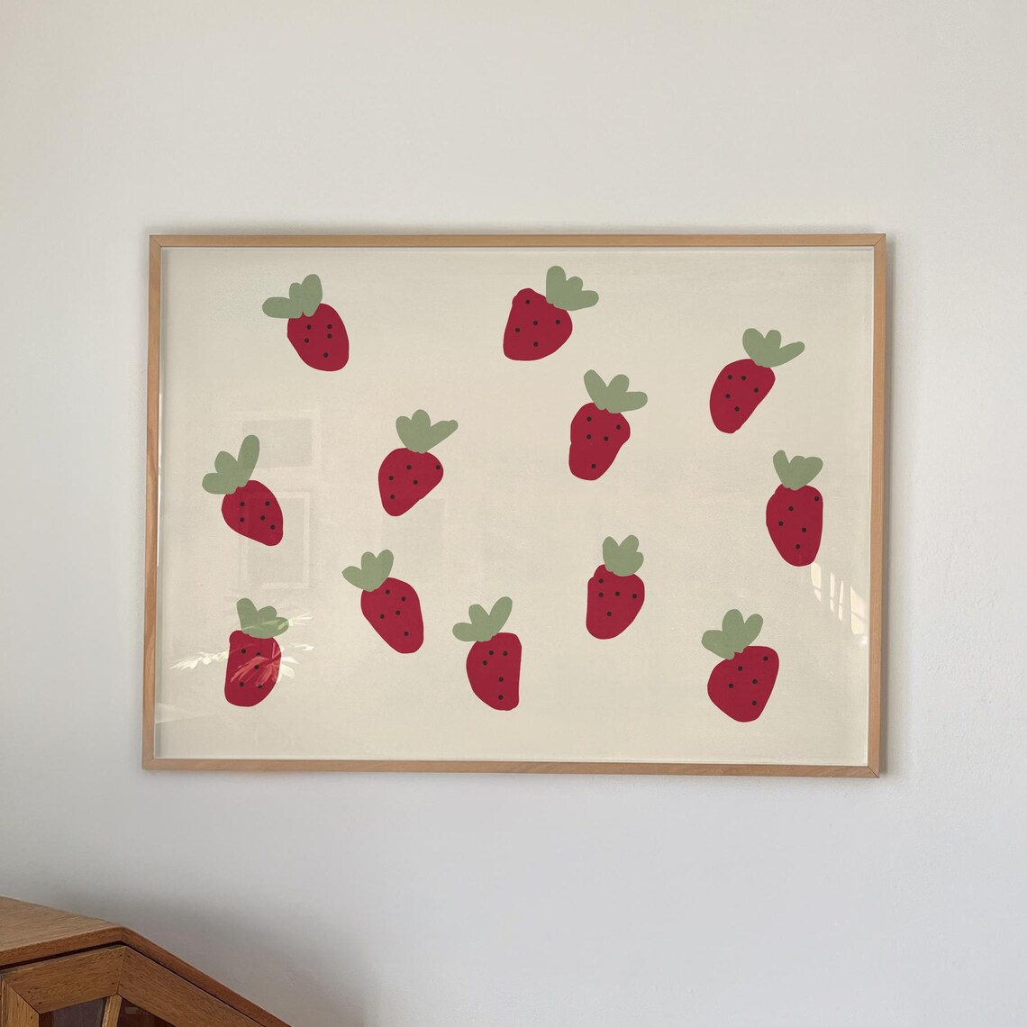 Hand Drawn Strawberry Art Print, Colorful Kitchen
