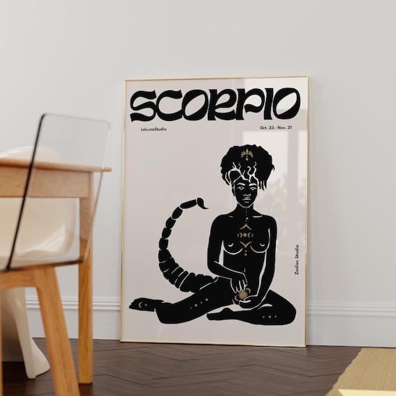 Scorpio Zodiac Goddess Black Scorpion Tail Horoscope Chic Poster