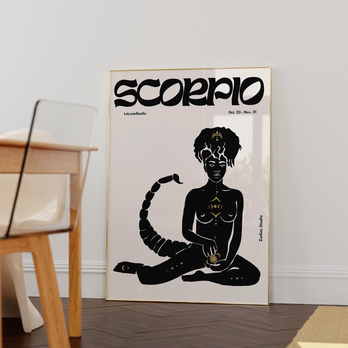 Scorpio Zodiac Goddess Black Scorpion Tail Horoscope Chic Poster