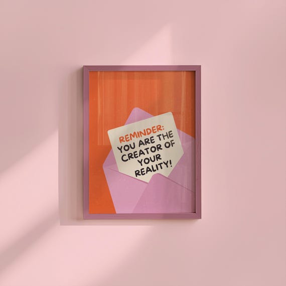 You Are The Creator Of My Reality Wall Art Letter Envelope Poster Color Block Positive Affirmation