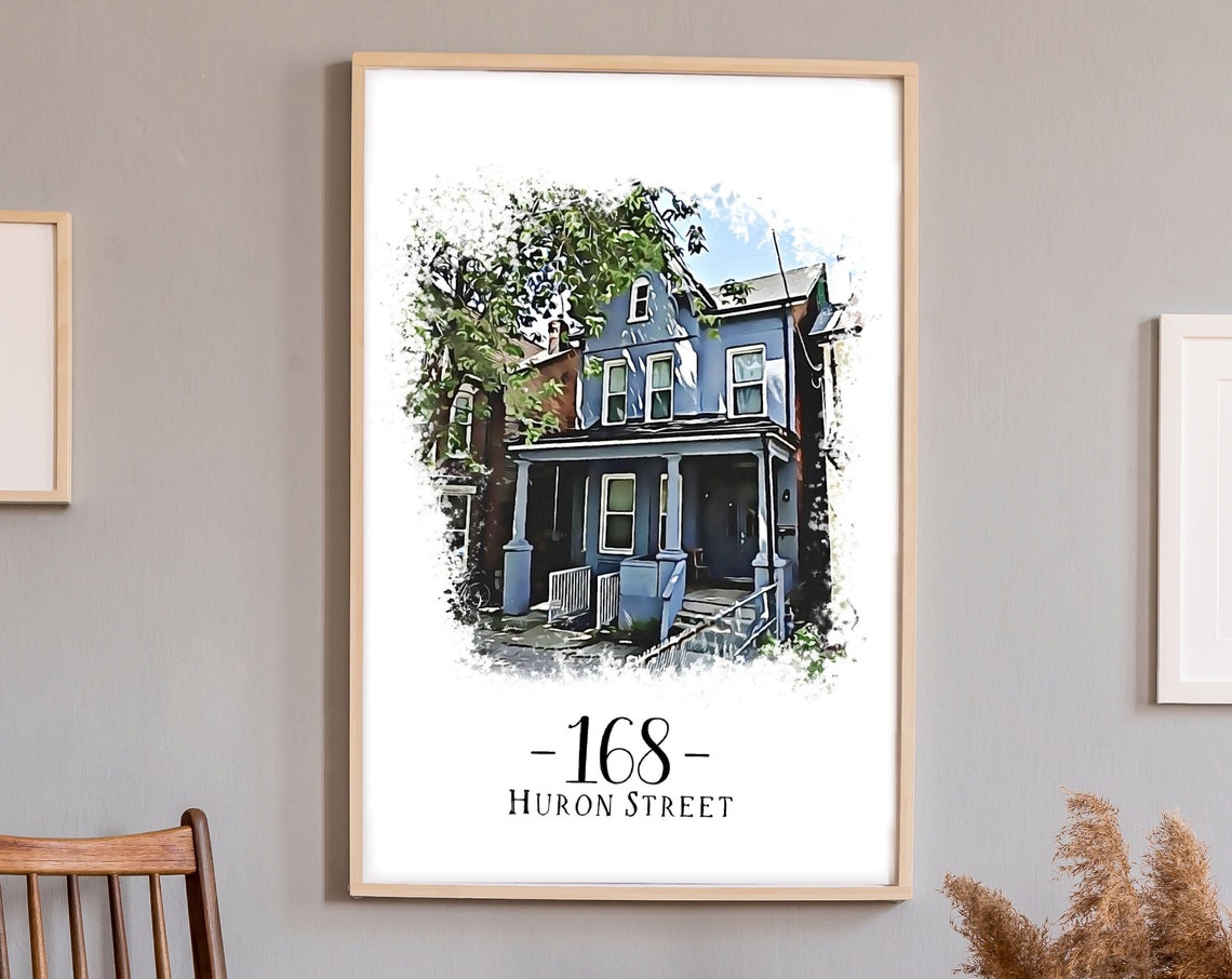 Custom Watercolor House Portrait 168 Huron Street Home Poster