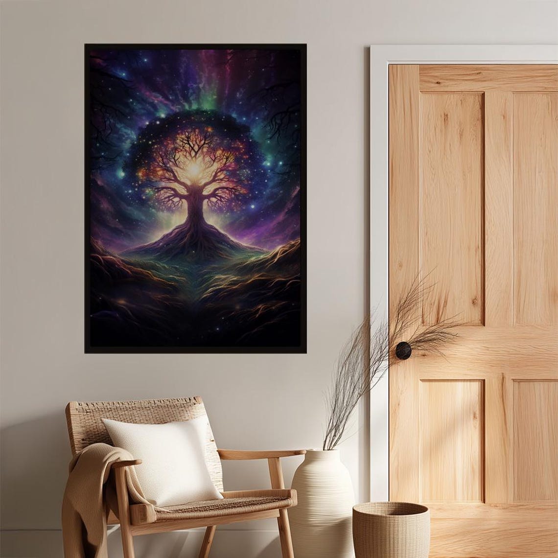 Luminous Tree Of Life Cosmic Nebula Spiritual Meditation Poster