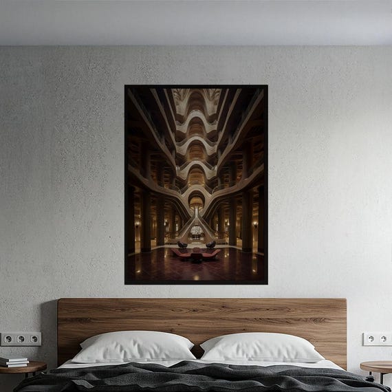 Matte Vertical Poster Grand Modern Architecture Art Print Organic Fluid Design For Luxury Interiors Contemporary Sculptural Wall Decor